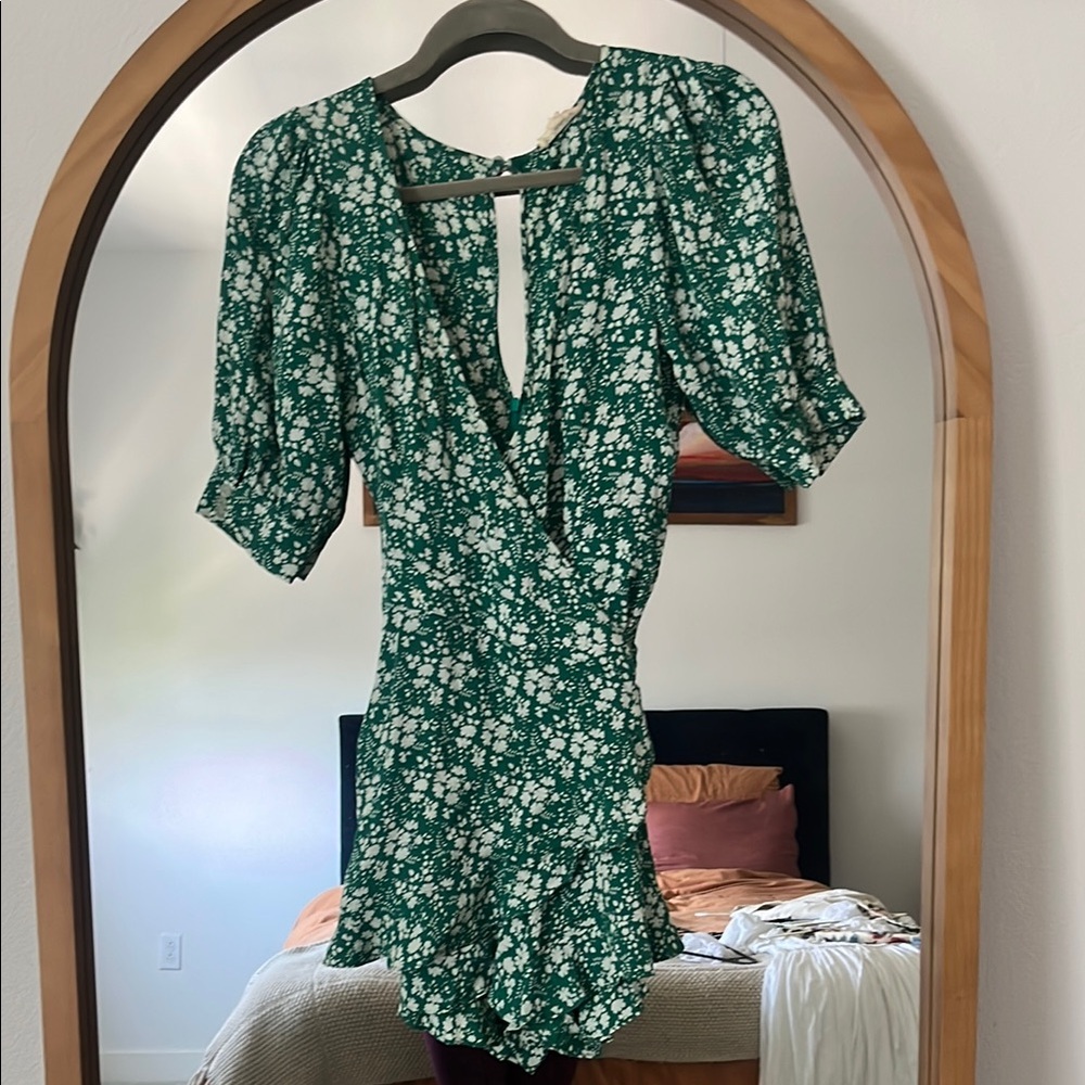 For Love And Lemons Teal Floral Playsuit